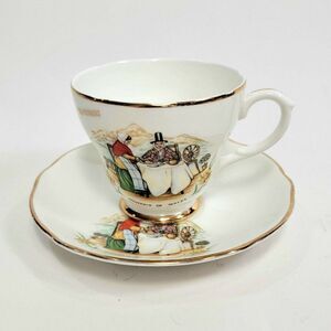 WALES Souvenir Teacup and Saucer Gold‎ Rim Fine Bone China England